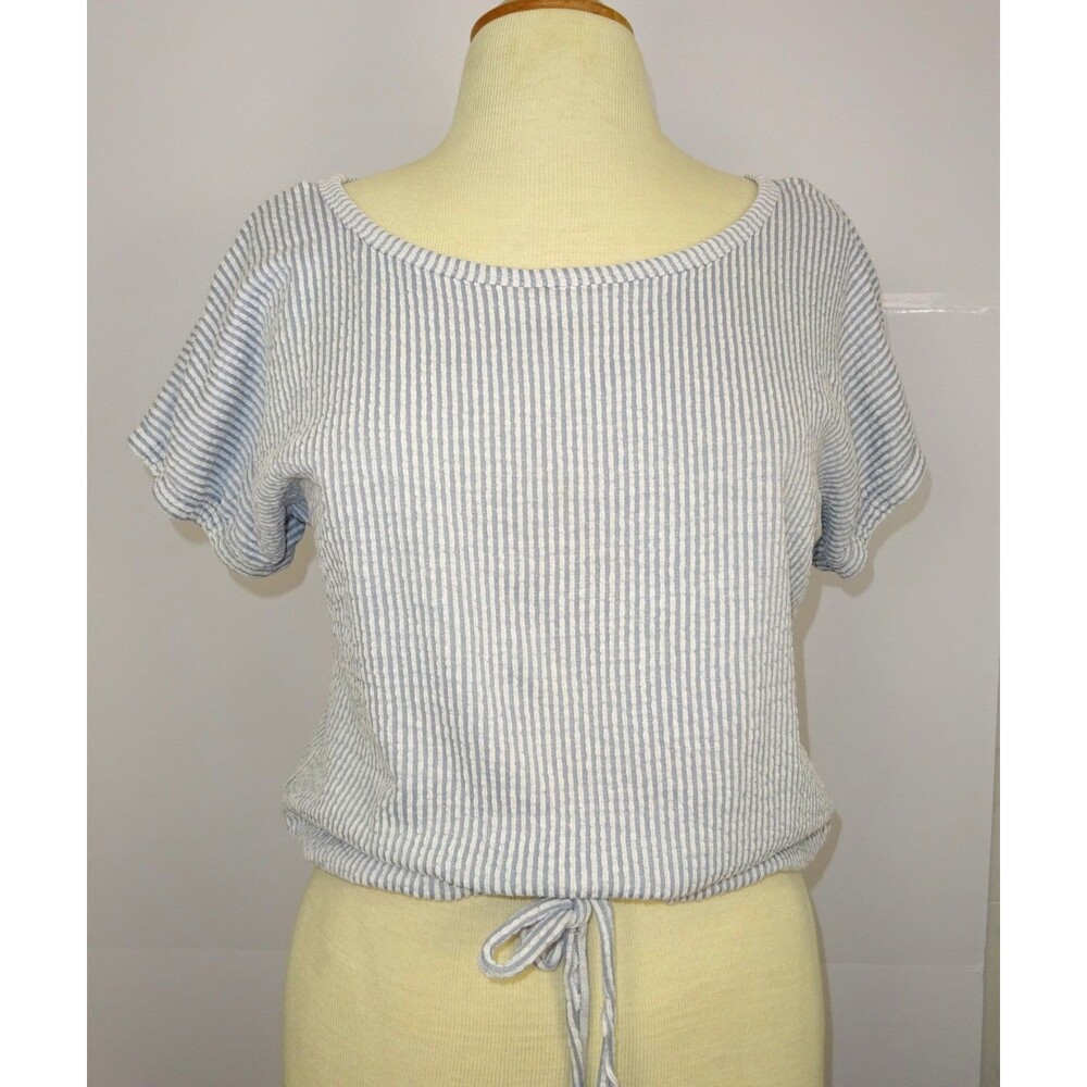 Simply Irresistible Petite Blue Stripe Tie Hem Top